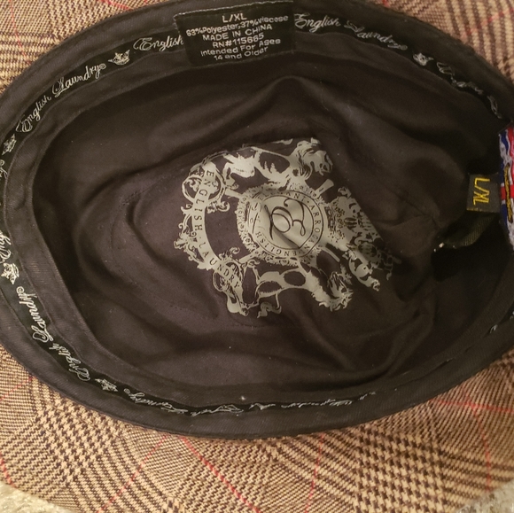 English Laundry Plaid Fedora Gray/Brown/Black Sued - Picture 6 of 6